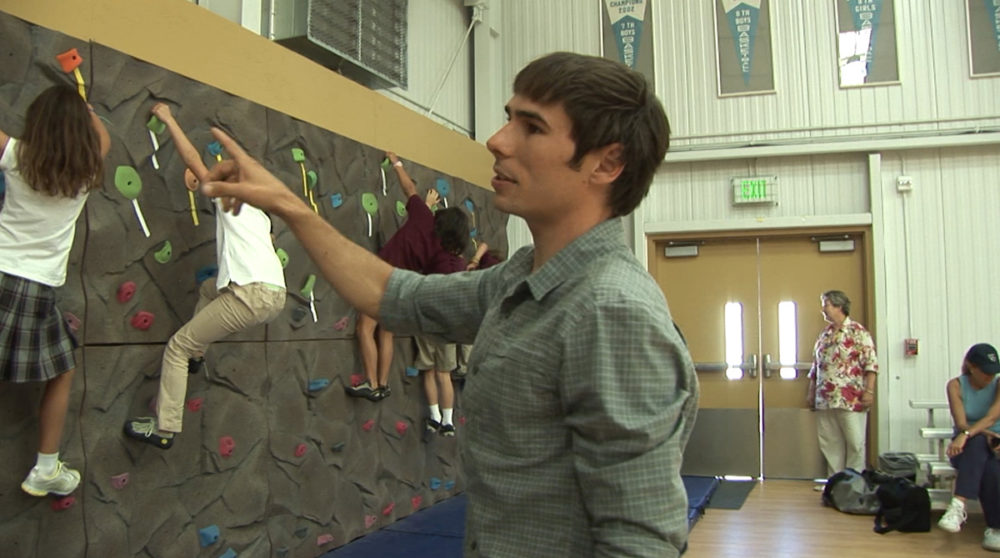 Kevin Jorgeson checks out the Sonoma wall at the Boys and Girls Club.