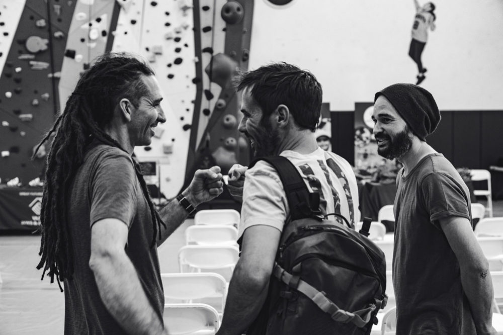 So iLL brothers and Kevin Jorgeson take in the completed wall for the first time.