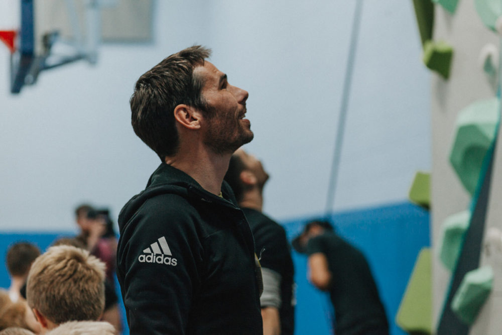 1climb co founder kevin jorgeson stares up the new 1climb wall in santa rosa