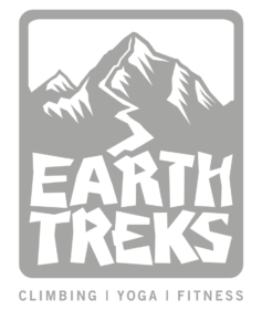 earth treks climbing gym logo in grey